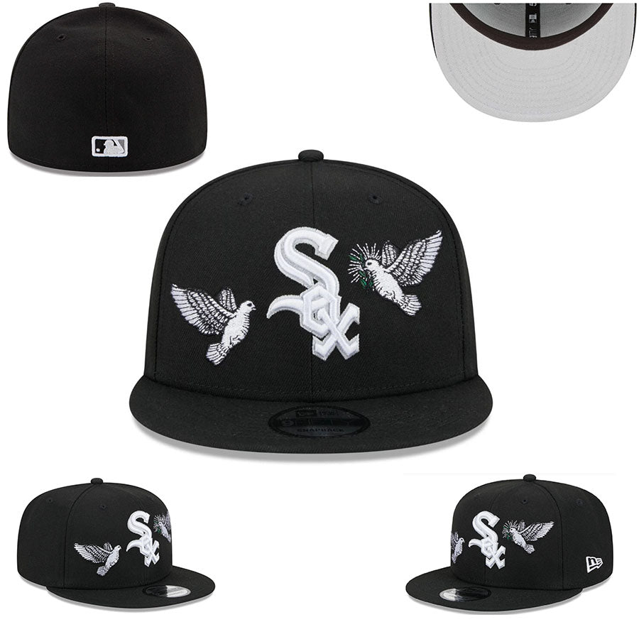 Chicago White Sox Black Fitted Cap with Dove Embroidery